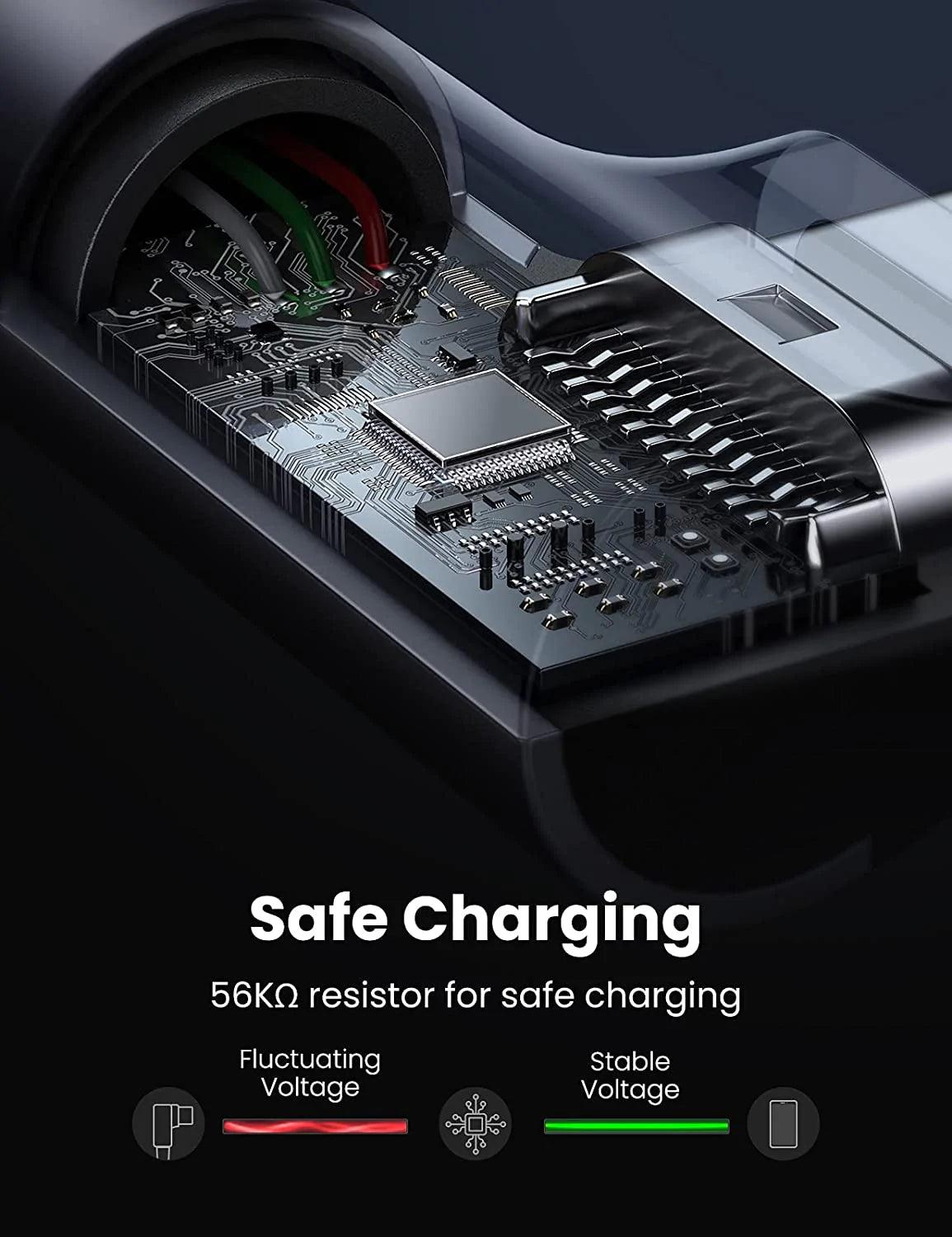 UGREEN USB C Cable 90 Degree 3A Right Angle Type C Charger Cable Fast Charging - ADYASTORE casablanca maroc