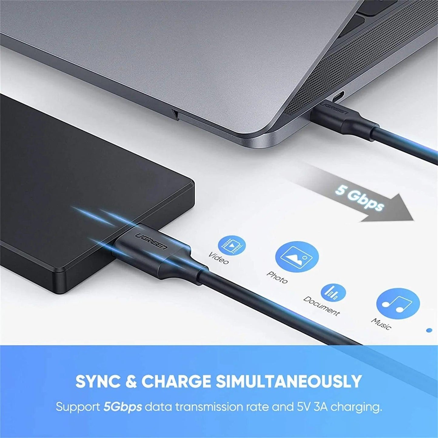 UGREEN USB C Hard Drive Cable, Micro B to Type C Lead Compatible with USB 3.0 External Portable - ADYASTORE casablanca maroc