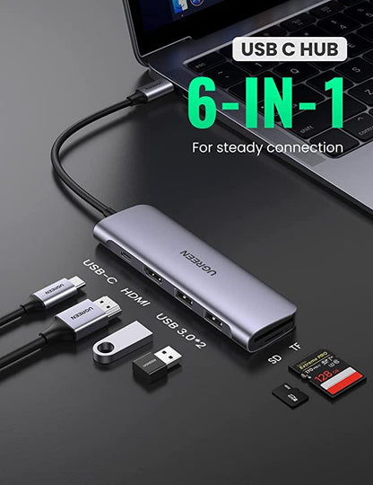 UGREEN USB C Hub HDMI 6-IN-1 Type C Hub - ADYASTORE casablanca maroc