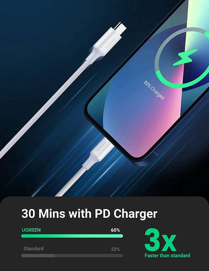 UGREEN USB C to Lightning Cable MFi Certified Type C iPhone Charger Cable - ADYASTORE casablanca maroc