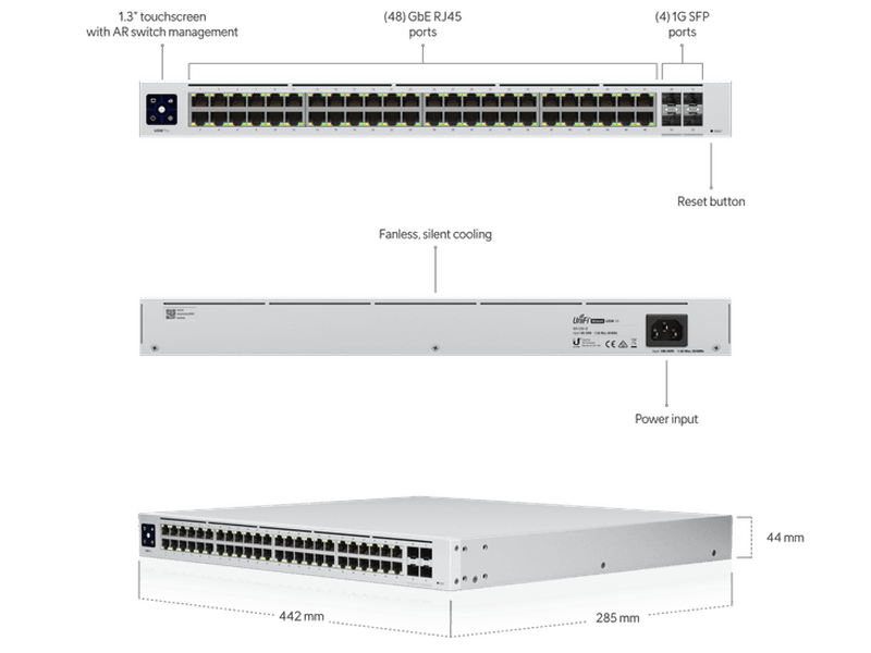 Ubiquiti UniFi USW-48 48-Port Managed Gigabit Switch, 4x SFP Ports