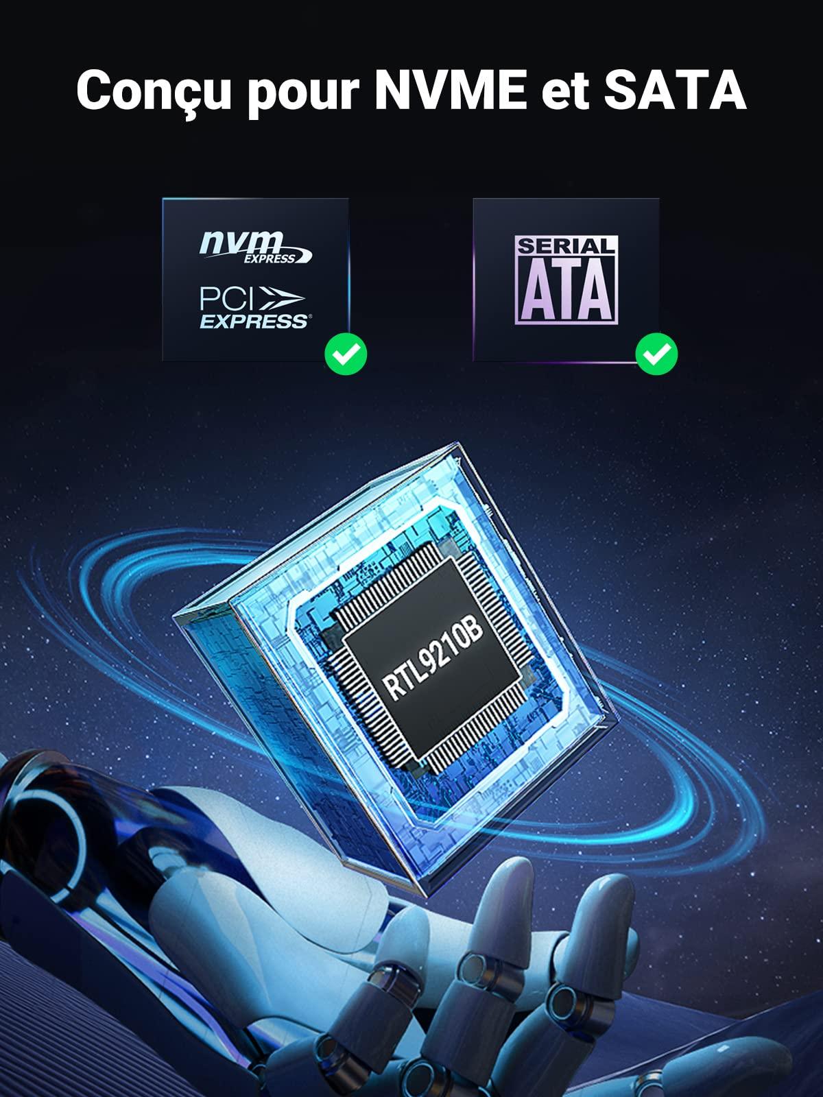 UGREEN Boîtier SSD M.2 NVME SATA USB 3.2 Gen 2 10Gbps 2To Adaptateur M.2 NVME - ADYASTORE casablanca maroc