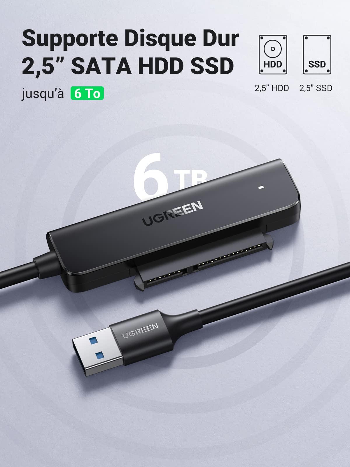 Boîtier Disque Dur Externe Noir ​SATA 2.5 Pouces Adaptateur USB