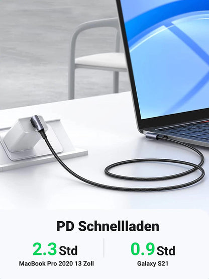 UGREEN USB C USB C Charging Cable 100W Double Angle Plug PD 3.0 QC 4.0 - ADYASTORE casablanca maroc