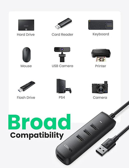 UGREEN USB Hub 3.0, 4 Port USB Extender with 1M Long Cable - ADYASTORE casablanca maroc