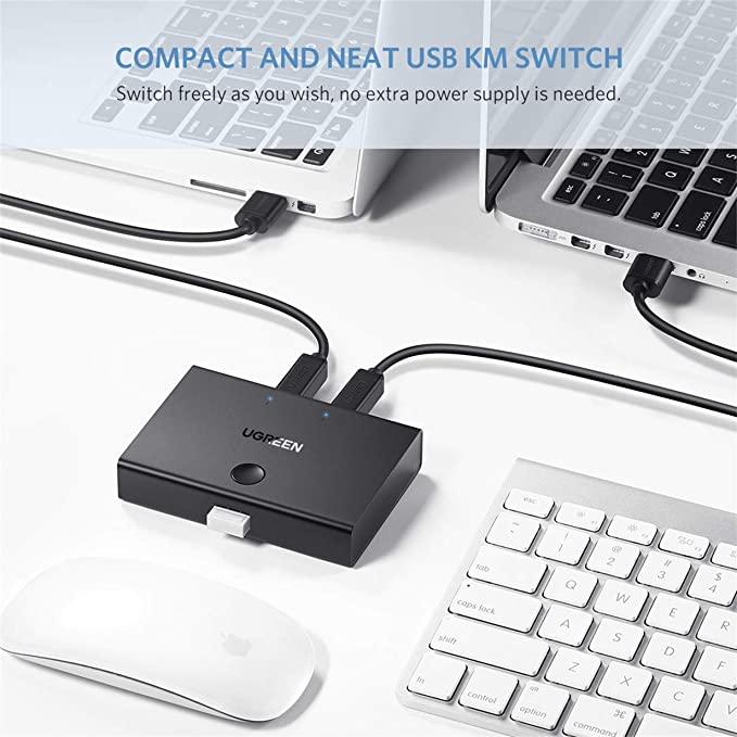 UGREEN USB Switch Selector, KM Switcher Box 2 in 1 Out USB 2.0 Sharing Switch Hub - ADYASTORE casablanca maroc