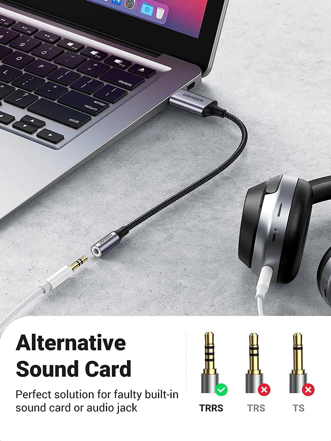 Ugreen USB to 3.5mm Audio Jack USB A Sound Card Adapter - ADYASTORE casablanca maroc