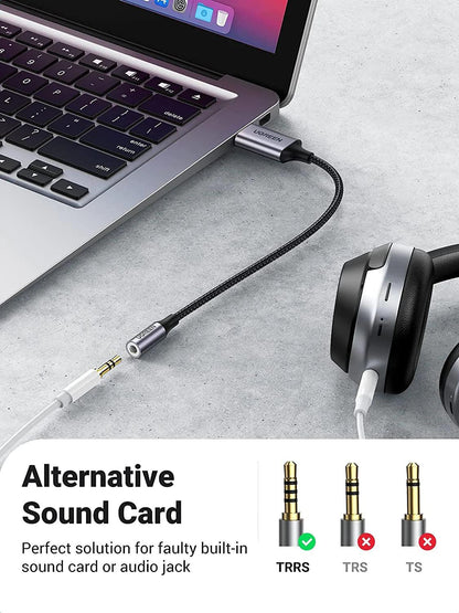 Ugreen USB to 3.5mm Audio Jack USB A Sound Card Adapter - ADYASTORE casablanca maroc